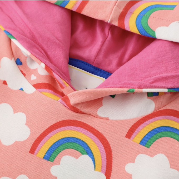 love, charlotte - 彩虹雲朵全棉連帽長袖洋裝