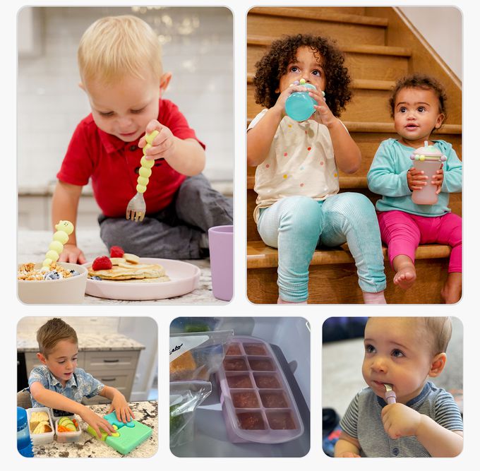 加拿大 Melii Baby - 造型叉匙4入組-森林熊/北鼻鯊