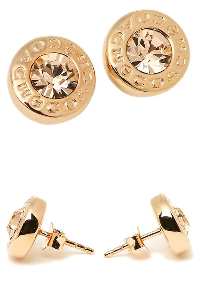 COACH - 晶鑽造型耳環 (玫瑰金)