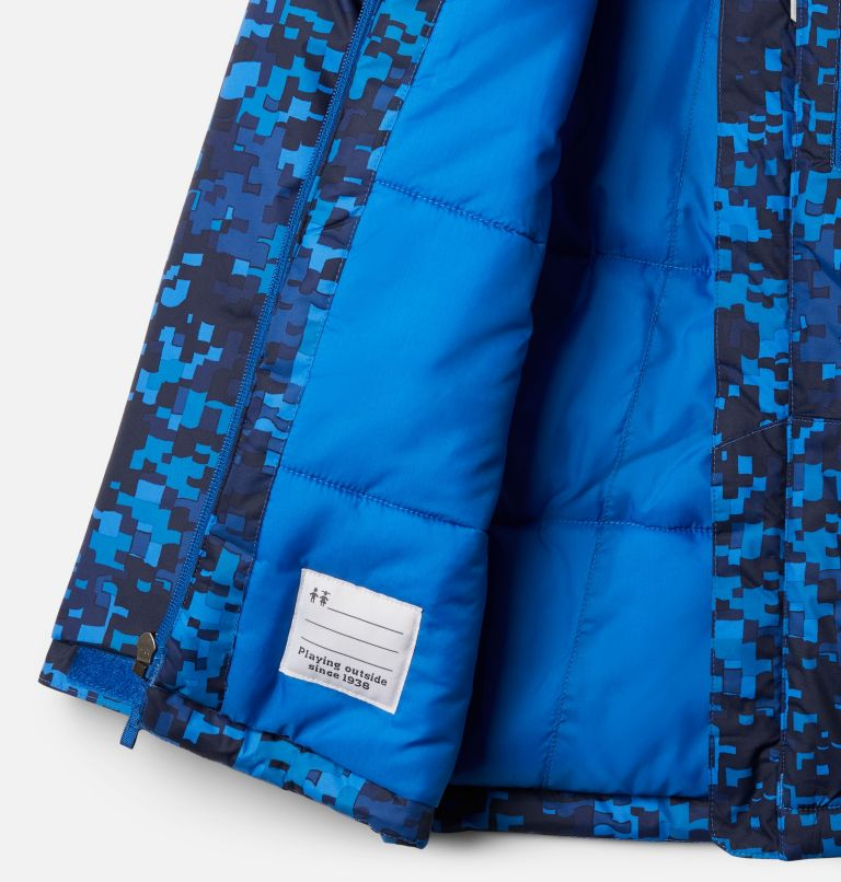 Columbia - 兒童防風防水滑雪外套-Bright Indigo Weave Print 迷彩藍色