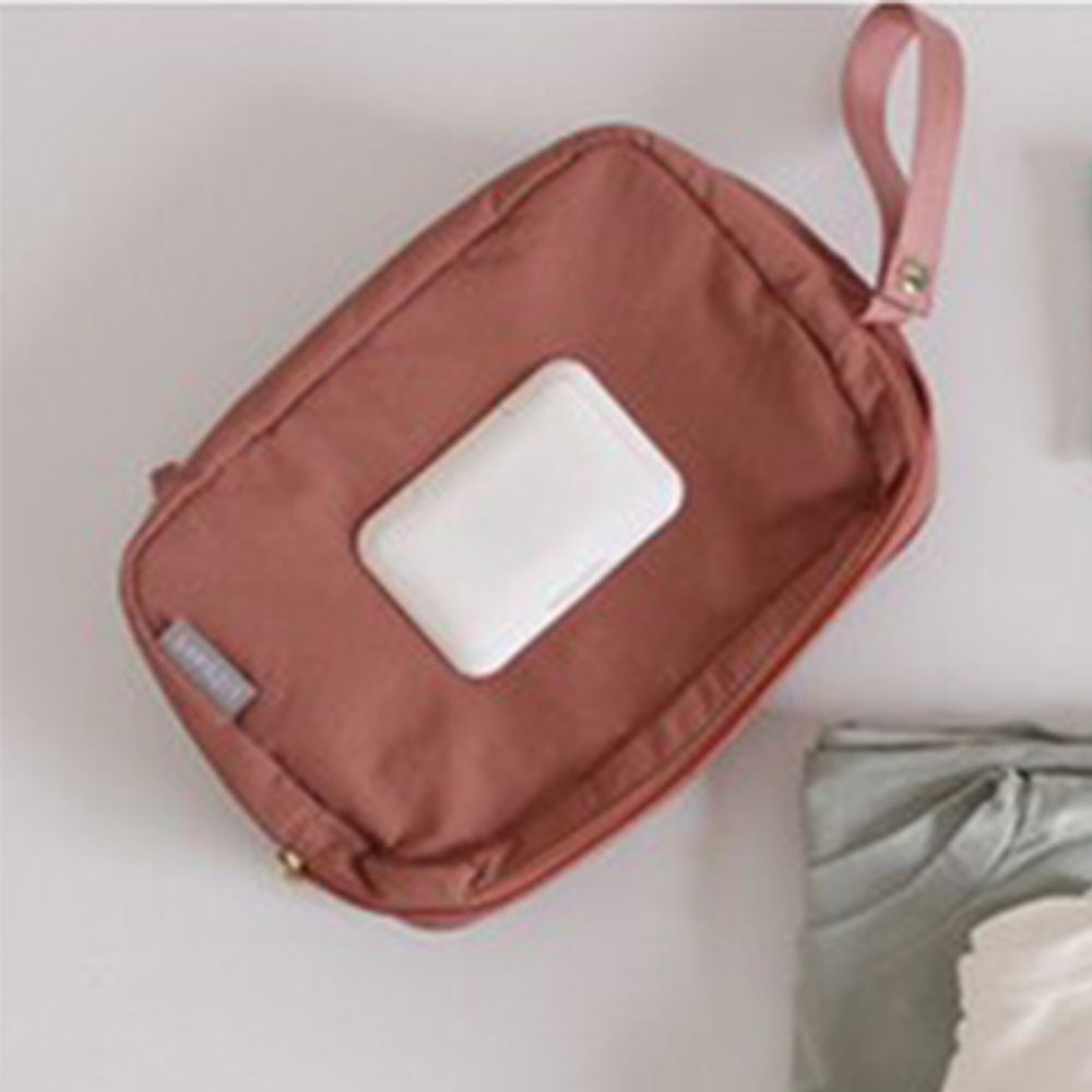 媽咪救星！大容量尿布濕紙巾壓縮收納袋-煙燻粉