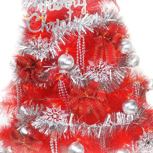 MODACore 摩達客 - 摩達客耶誕★台灣製4尺(120cm)特級紅色松針葉聖誕樹 (銀紅色系配件+100燈LED燈紅光1串)(附控制器跳機)(本島免運費)