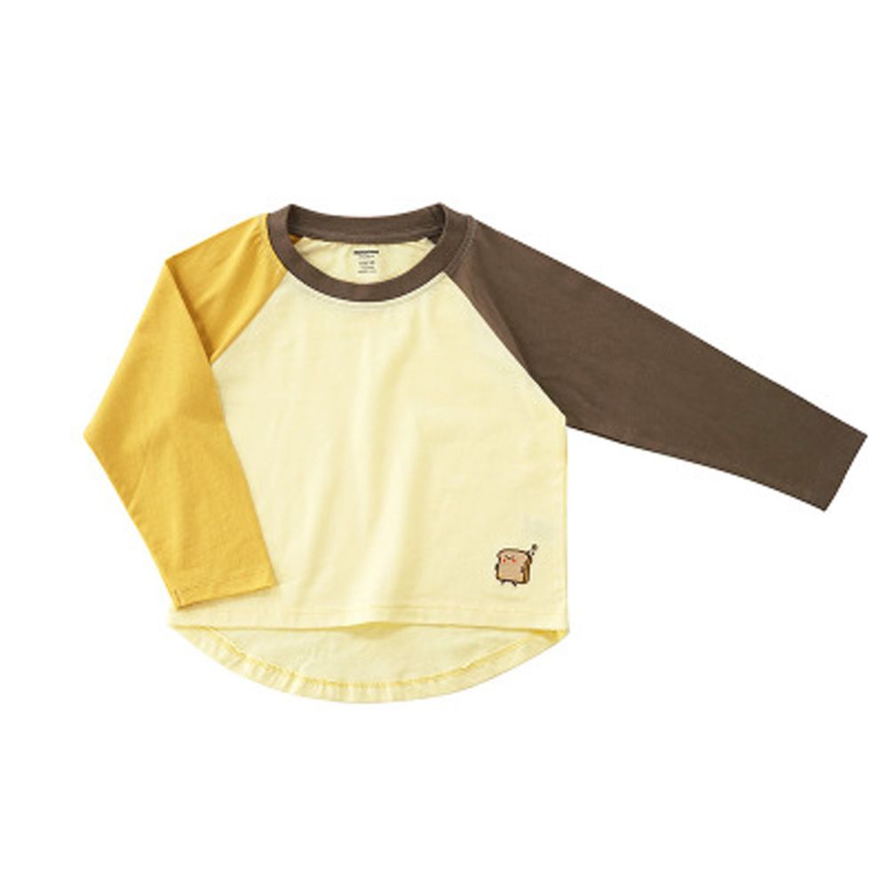 Minizone - 培根蛋吐司撞色長袖T恤-黃色