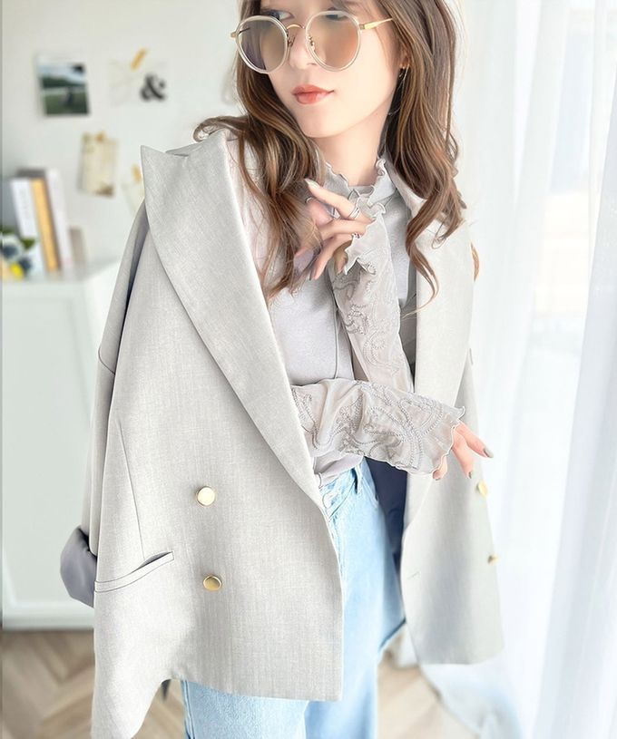 日本 Classical Elf - 精緻袖口蕾絲木耳立領上衣-白