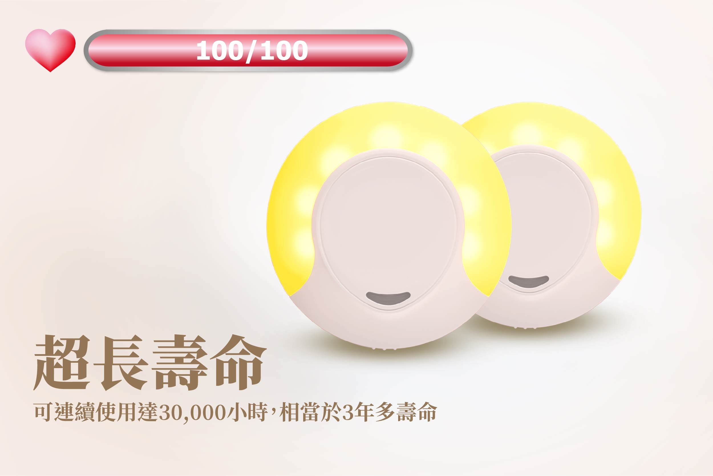 大象平方 - 日夜感測睡眠輔助小夜燈 2入一組-黃燈 2入-直徑10mm/厚度/60mm