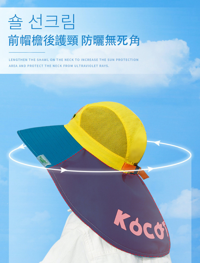 LOHOY - Kocotree兒童防曬帽 遮陽帽 沙灘帽 兒童漁夫帽 防紫外線-紅藍鯊魚