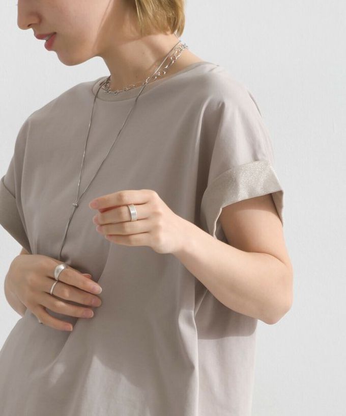 日本 le colis - 光澤滾邊舒適休閒法式袖上衣-白