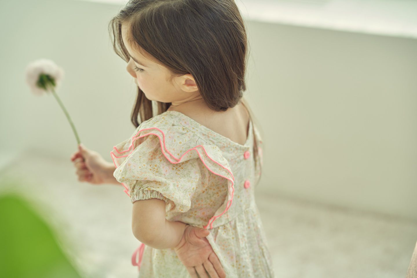 韓國 Mimico - 荷葉領唯美碎花洋裝-粉紅