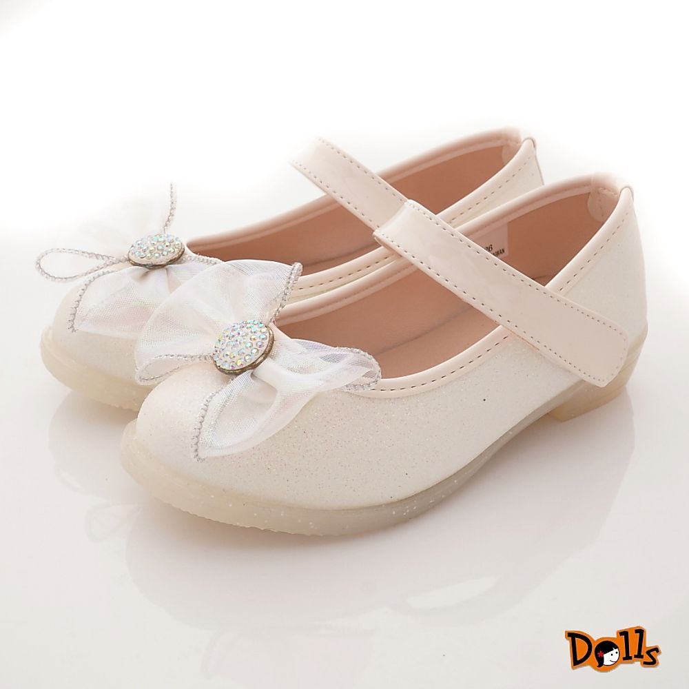 台灣製亮鑽蕾絲公主鞋(中小童段)-公主鞋-米