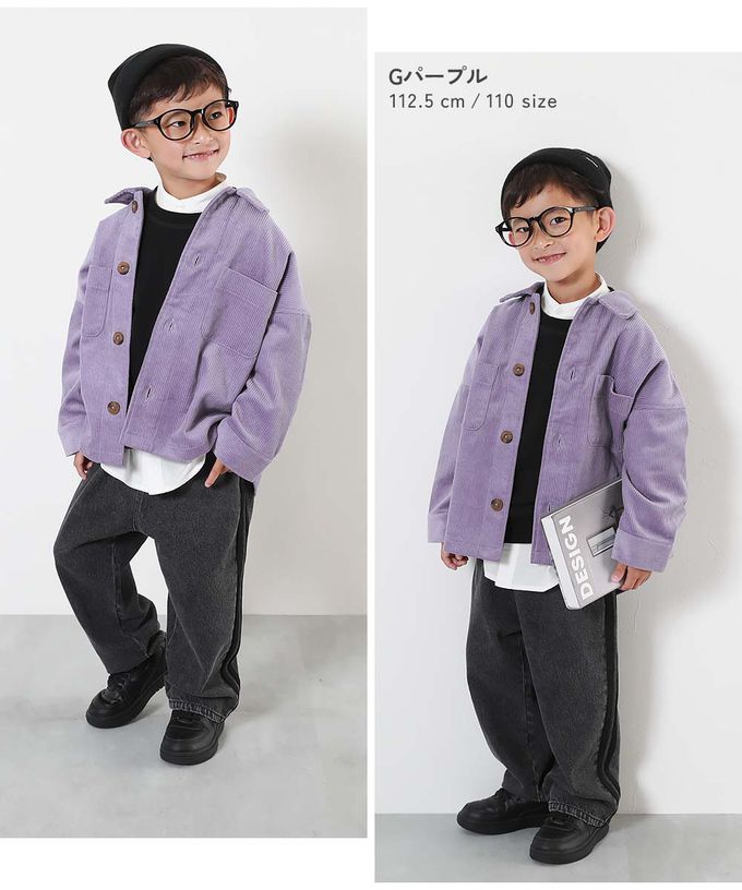 日本 devirock - 寬鬆時尚厚燈芯絨夾克外套-黑