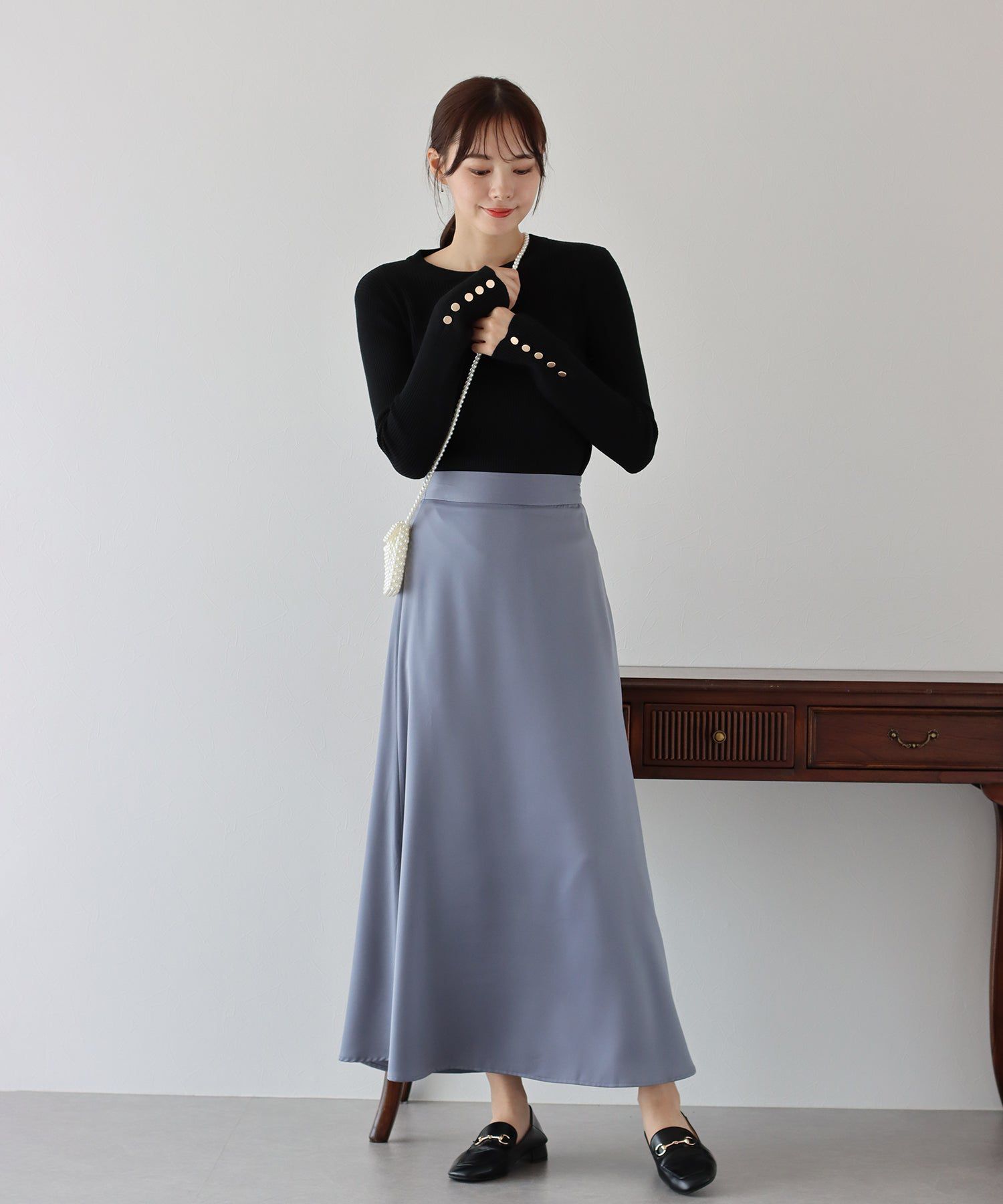 日本 BLUE EAST - 時尚金釦羅紋針織上衣-墨綠