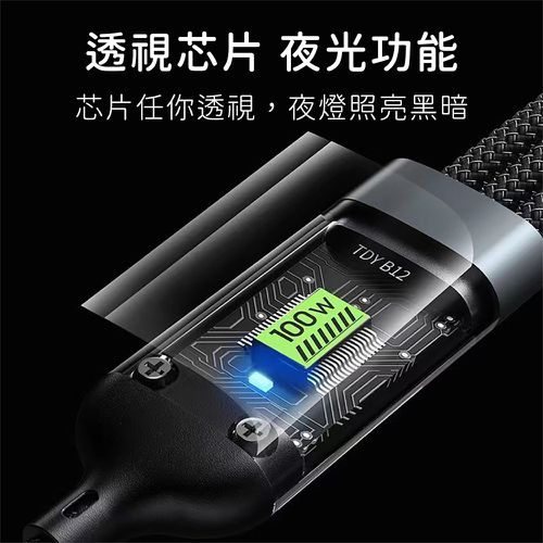 60W 三合一編織快速充電線 120cm 買一送一