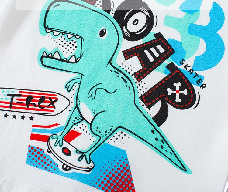 BE TOP - 純棉短袖上衣-ROAR滑板恐龍-灰色
