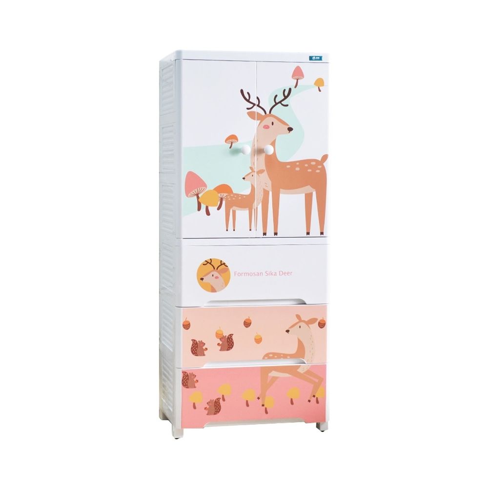 家窩 - 福爾摩沙雙開門三抽兒童吊掛衣櫃-(送兒童衣架&除溼乾燥劑組)-路上有鹿