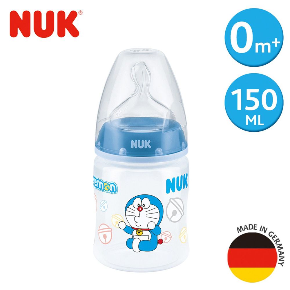 德國 NUK - 寬口徑PP奶瓶-哆啦A夢 (附1號中圓洞矽膠奶嘴0m+)-150ml