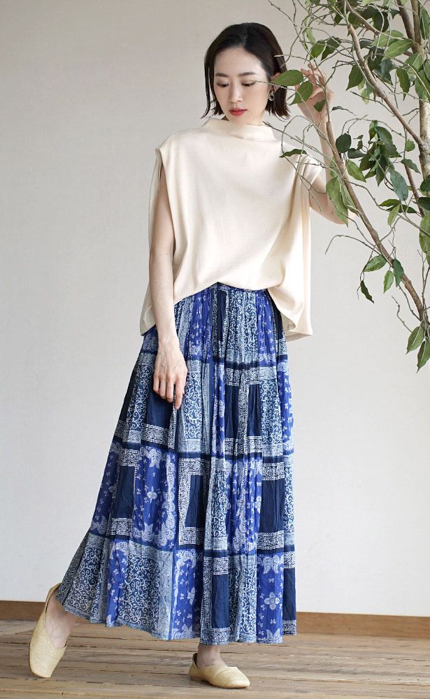 日本 zootie - 100%印度棉印花長裙-歐風花園-黑