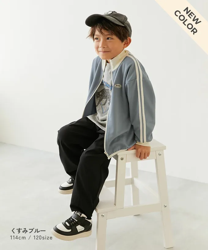 日本 devirock - 小立領側線條運動風夾克-紫羅蘭x黑