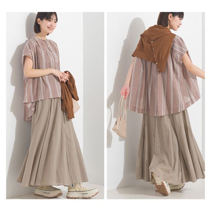 日本 OMNES - 100%印度棉 清爽飄逸長裙-淺棕