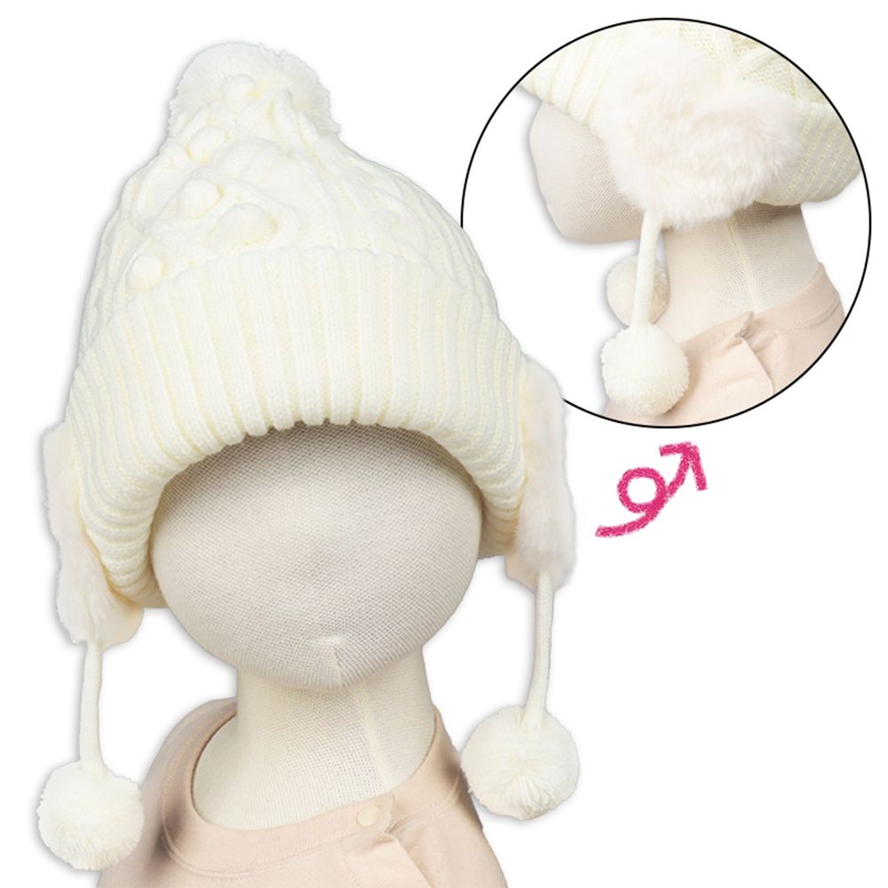 針織帽-愛心-米白色