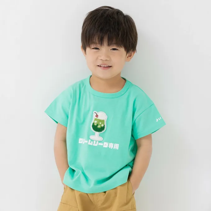 日本 Chil2 - 可愛相良刺繡短袖上衣-漢堡-深藍