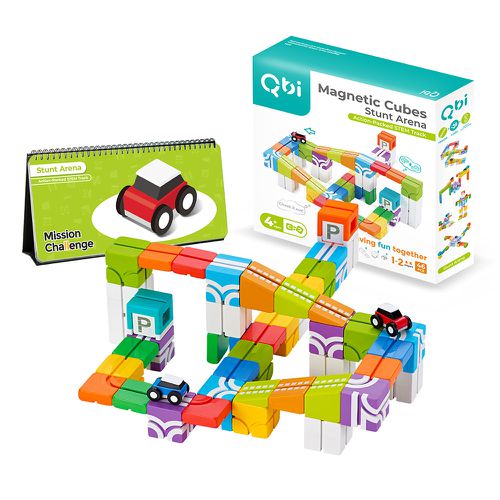 Qbi - 益智軌道磁吸玩具-探索系列-飛車小玩家：百變軌道組