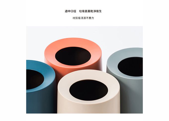 日本ideaco - 圓形家用垃圾桶-藍灰-11.4L