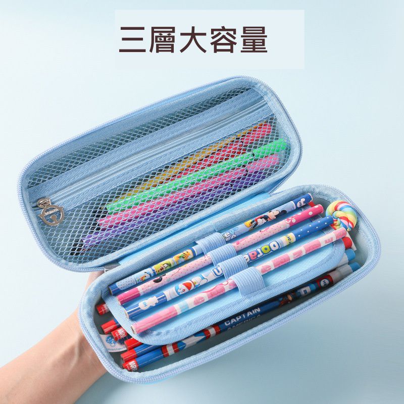 防水3D立體大容量鉛筆盒-卡通人物哆啦A夢-深藍色 (竹蜻蜓)