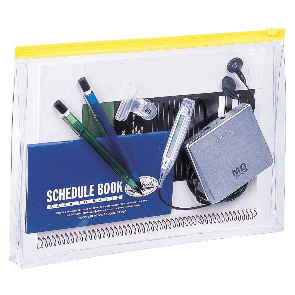 日本文具 LIHIT - 日本製透明夾鏈文件收納袋-立體版-紅 (A4)