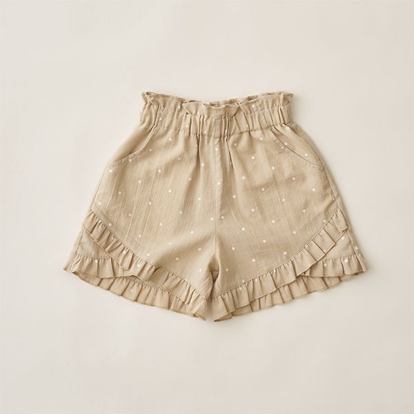 日本 Lycee mine - 可愛滿點荷葉摺邊短褲-格紋-草綠