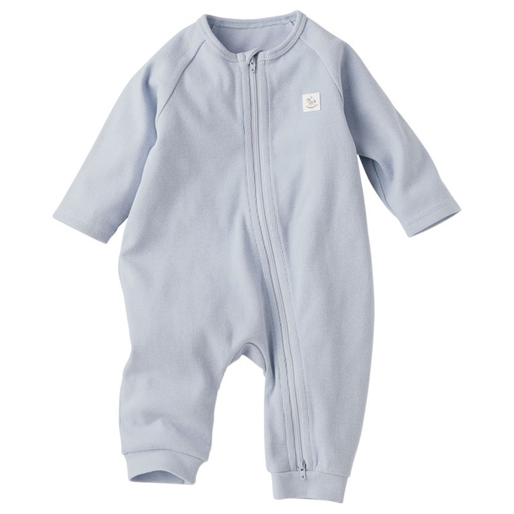 穿脫輕鬆方便連身衣-拉鍊款-藍色