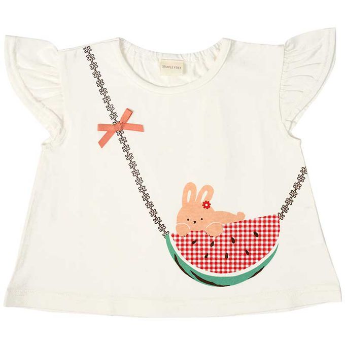 akachan honpo - 短袖T恤-印花-象牙白色