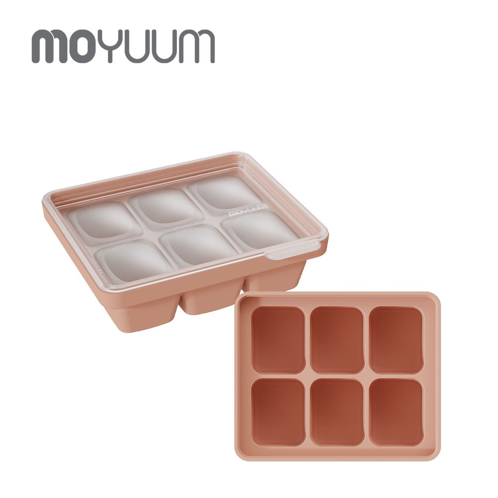 白金矽膠副食品分裝盒-6格-南瓜橘