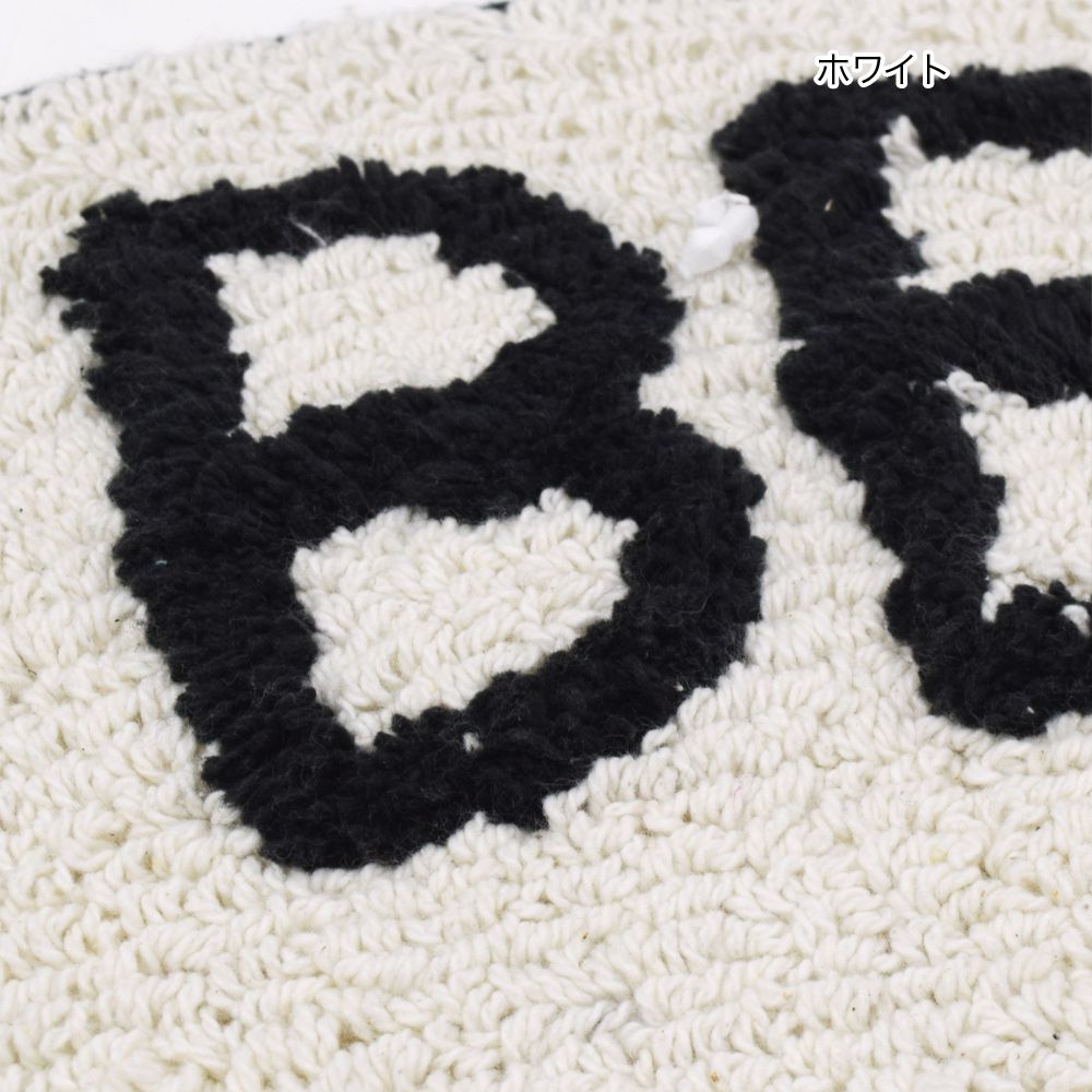 日本 TOMO - 短絨吸水印花腳踏墊/地墊-半月型微笑-粉灰 (約35×70cm)