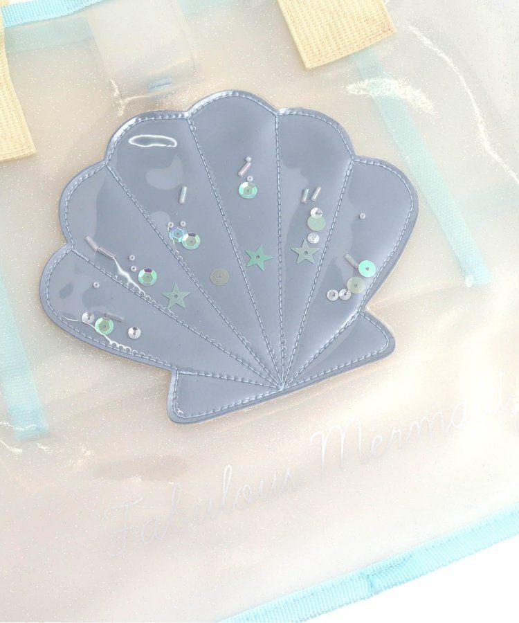 日本 apres les cours - 亮片墜飾防水PVC圓形肩背/手提包-貝殼-水藍