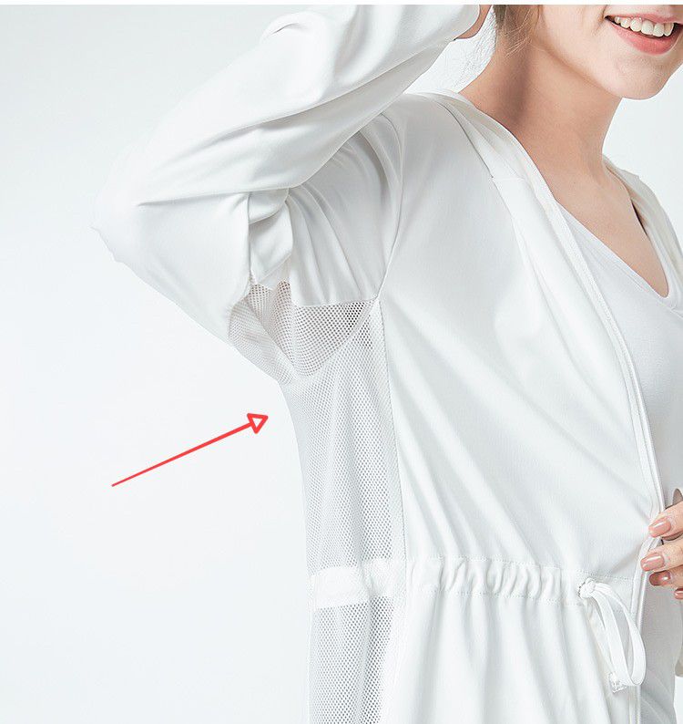 抗UV輕薄防曬連帽外套-長版收腰-薄荷綠-無logo