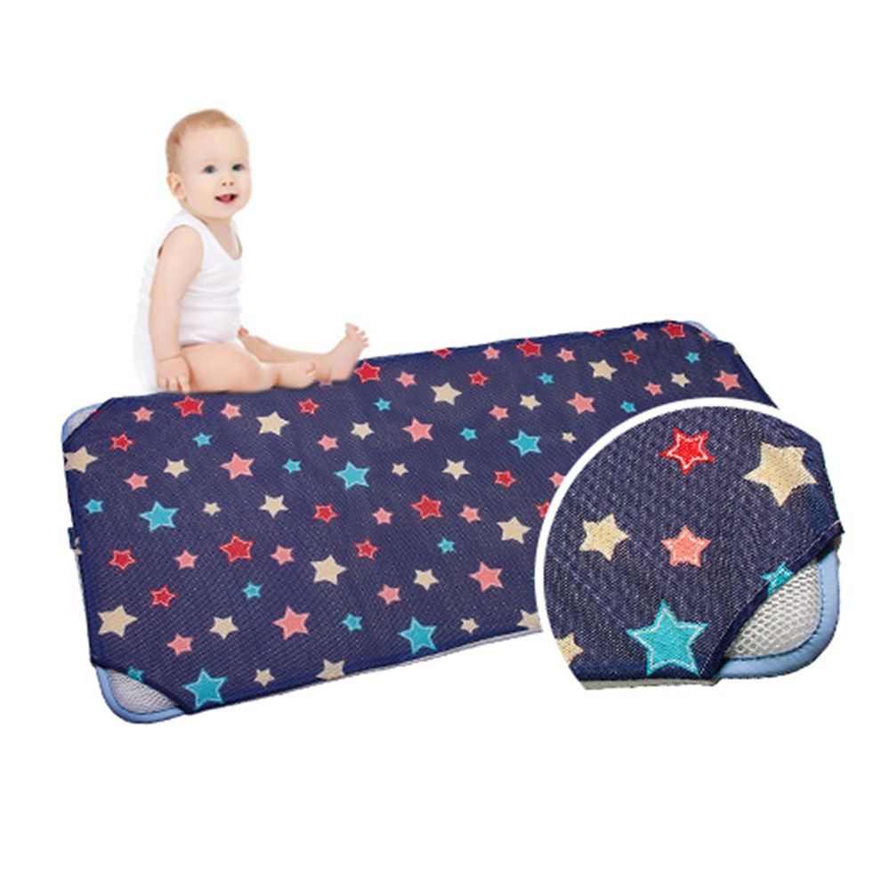韓國 GIO Pillow - 智慧二合一有機棉超透氣排汗嬰兒床墊-夜晚星星 (L號)