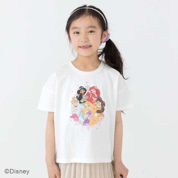 日本 Chil2 - 聯名款 100%棉印花短袖上衣-卡通人物艾莎-水藍