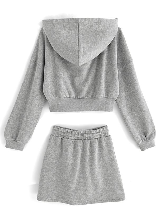 日本 GRL - 休閒風連帽外套短褲兩件式套裝-淺米杏 (F)