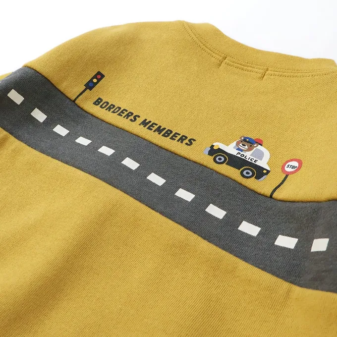日本 ZOOLAND - 熊熊救援隊 消防車印花長袖上衣-芥黃