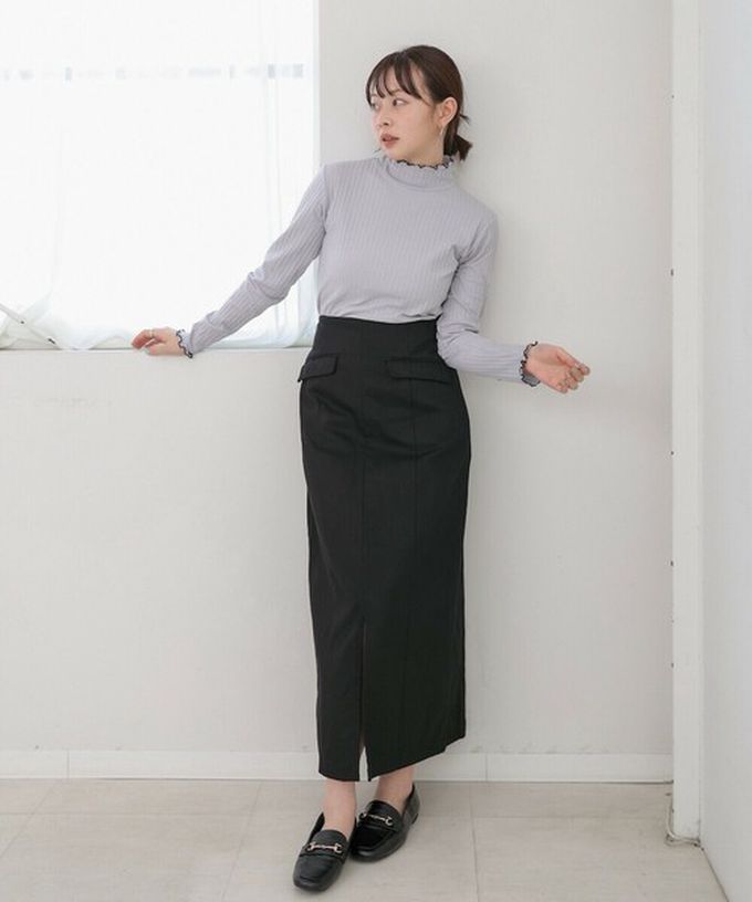 日本 Bab - 木耳滾邊典雅羅紋長袖上衣-船領-橘紅 (M)