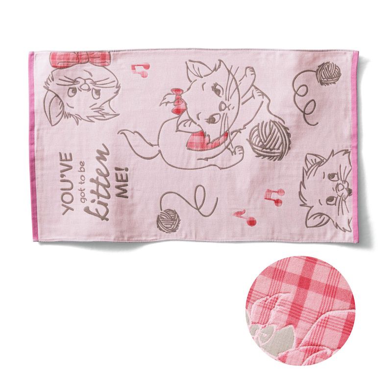 日本千趣會 - 日本製 迪士尼純棉三重紗今治浴巾-瑪麗貓-粉紅 (60×100cm)