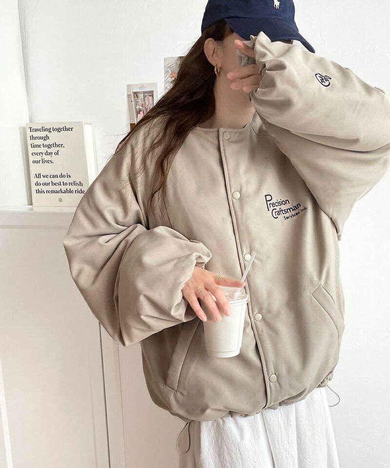 日本 Classical Elf - Java聯名 LOGO刺繡防風鋪棉休閒外套-米杏