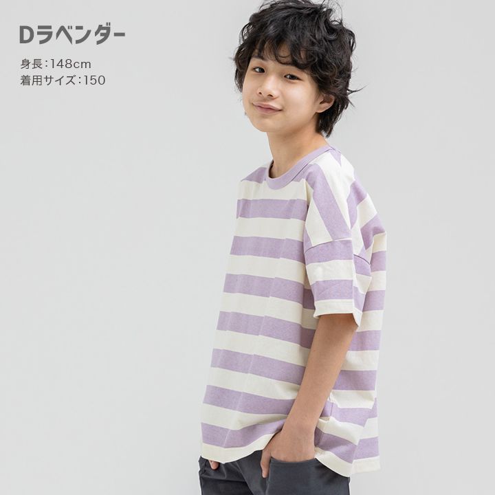 日本 Chil2 - 100%棉 百搭條紋短袖上衣-水藍x白