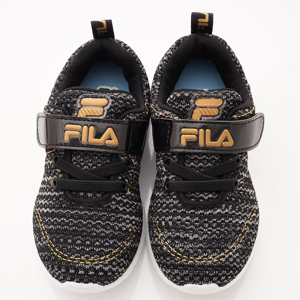 FILA - 運動童鞋-針織簡約慢跑鞋款(中大童段)-黑金