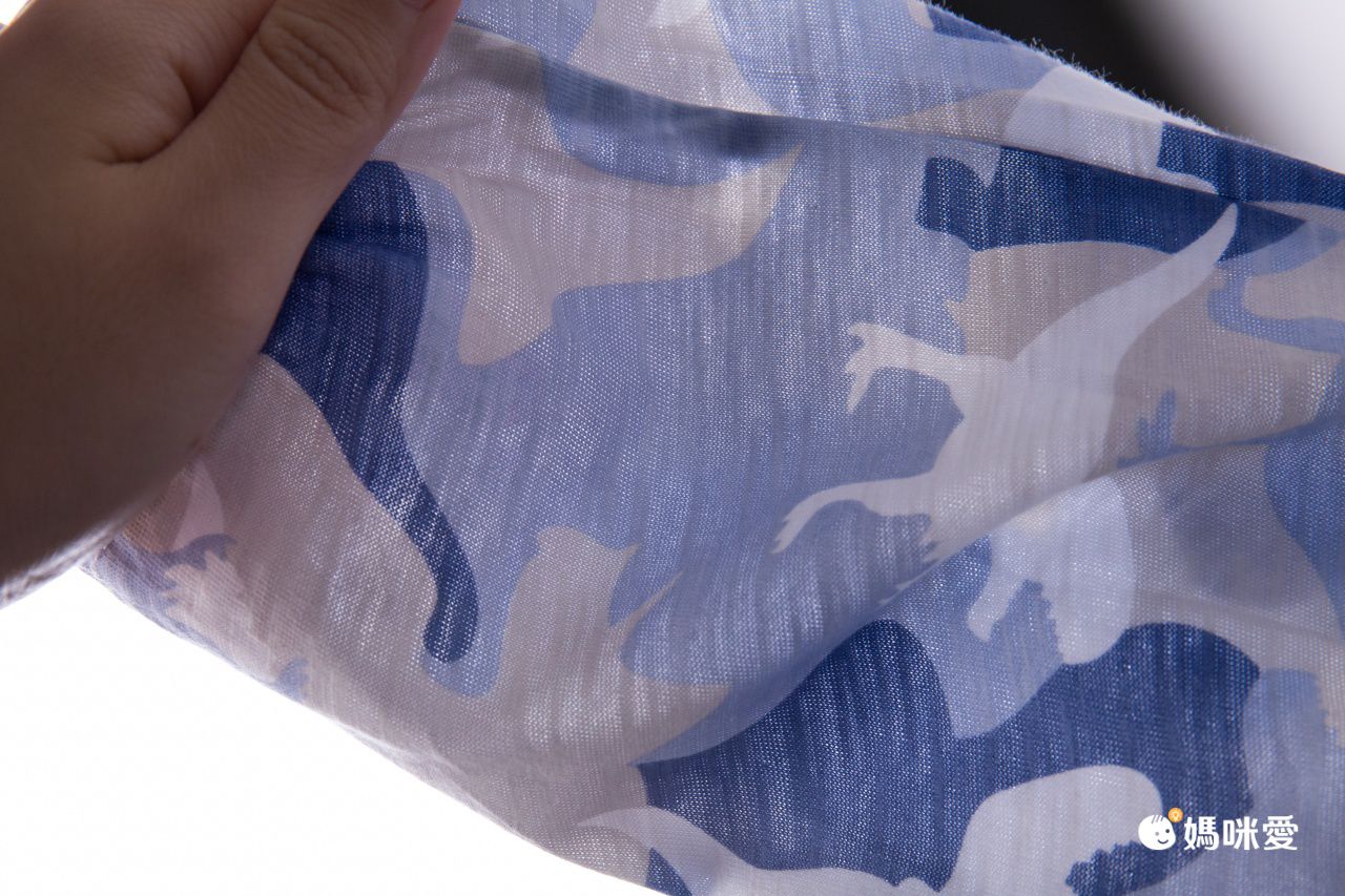 竹節棉束口長褲/防蚊褲-迷彩恐龍-藍+白