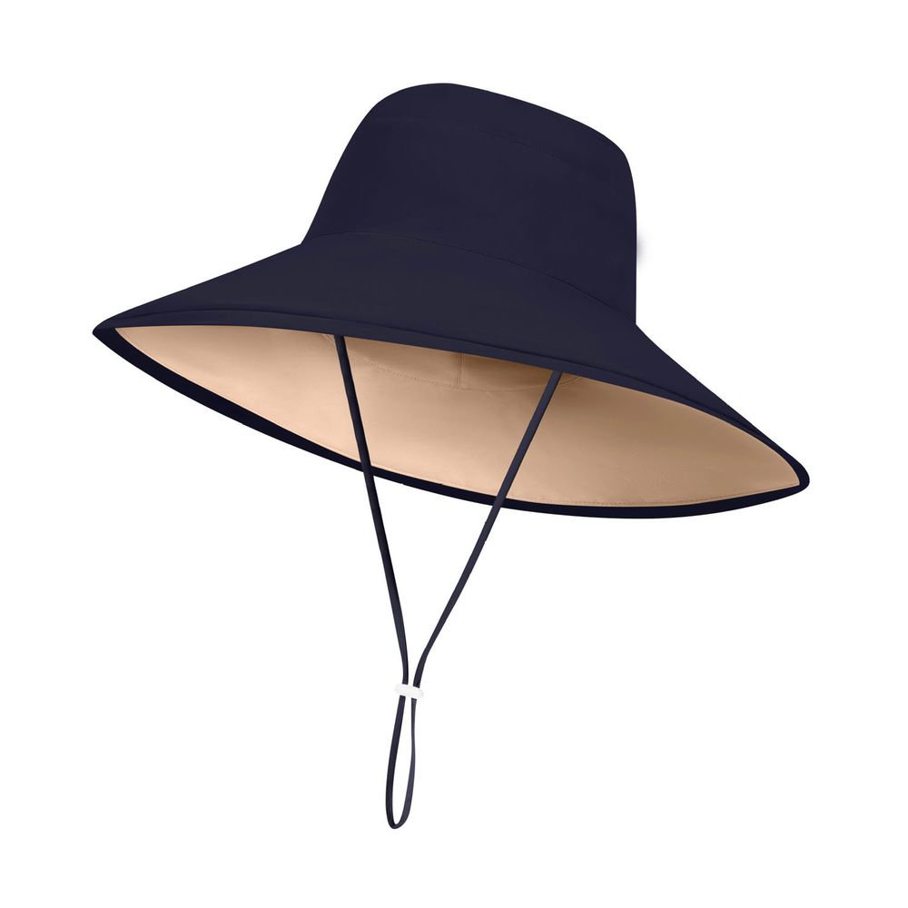 抗UV大帽沿防曬遮陽帽-藏青米