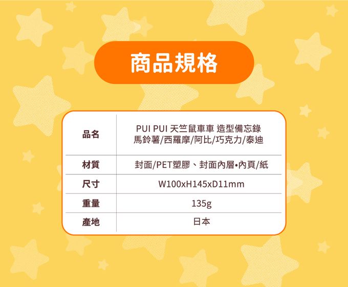 日本 SUN-STAR - PUI PUI 天竺鼠車車 造型備忘錄-阿比