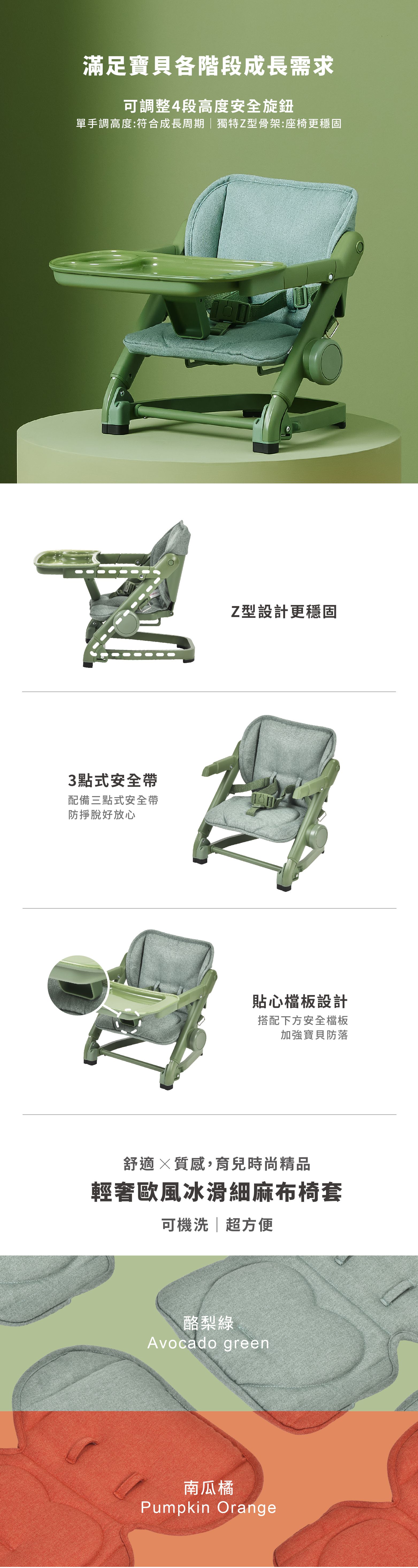 英國 Unilove - Feed Me攜帶式寶寶餐椅(附餐盤+收納袋)-南瓜橘