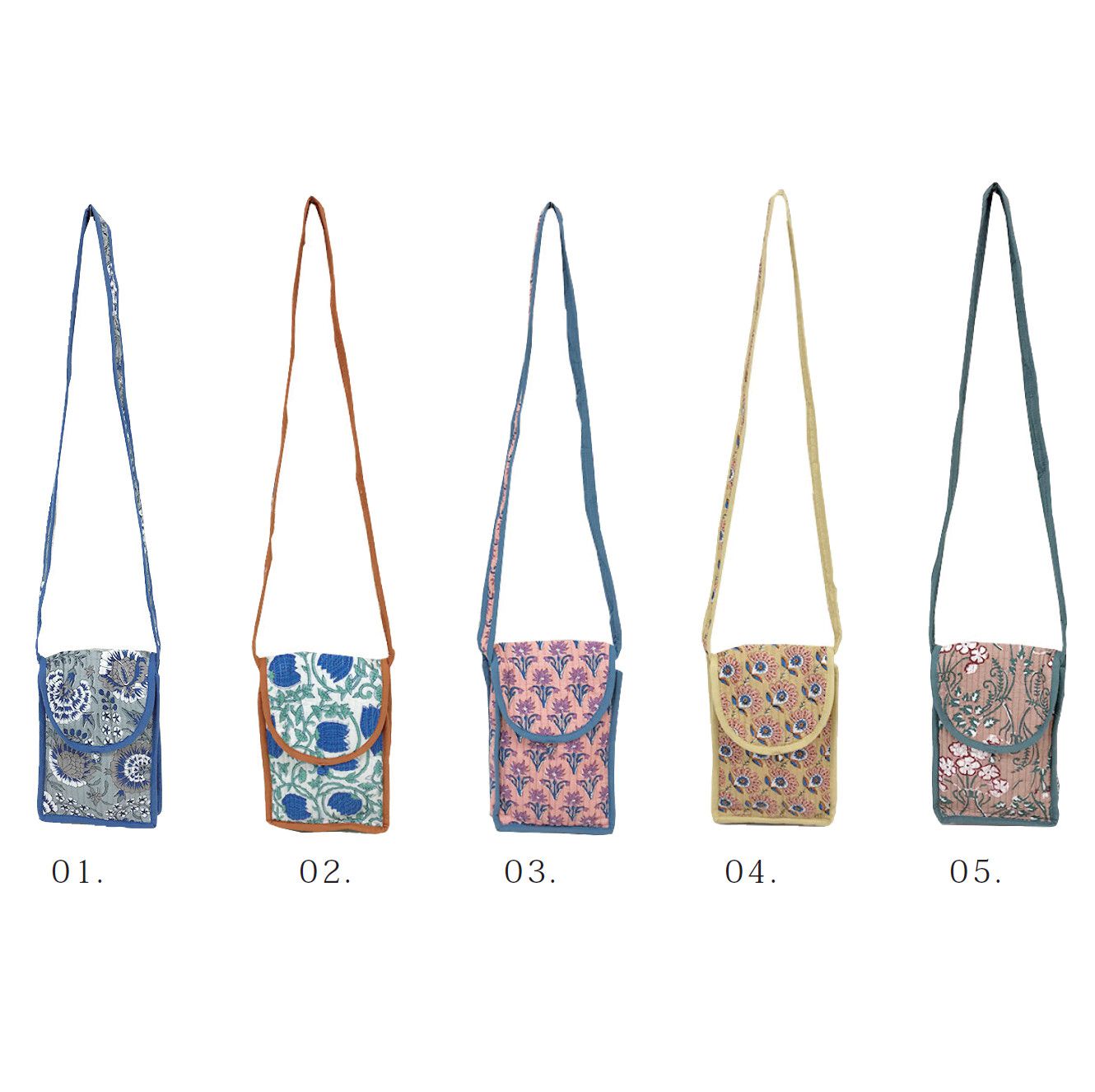 日本代購 - 100%印度棉手染印花手機包-煙燻粉 (15x20x3cm)