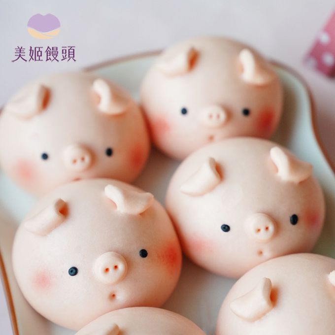 美姬饅頭 - 小豬鮮乳造型饅頭-35g*6顆